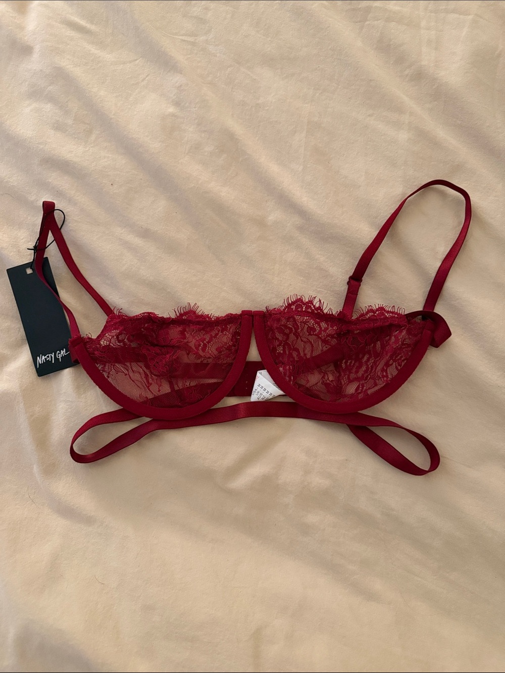 Nasty Gal Burgundy Lace Underwire Bralette